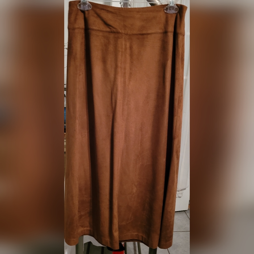 EUC Camel Brown Suade Aline midi skirt